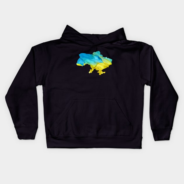 Watercolor Ukranian Map Kids Hoodie by HetmanArt